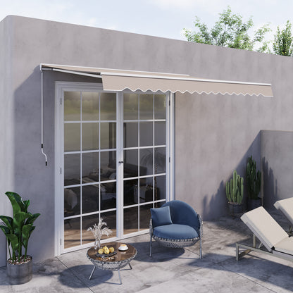 Outsunny 2.95Lx2.5M  Retractable Manual/Electric Awning-Cream White/White