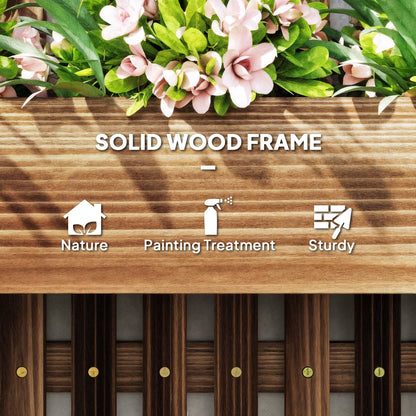 Outsunny Wall-mounted Wooden Garden Planters with Trellis, Drainage Holes and 3 Planter Boxes for Patio, Carbonised