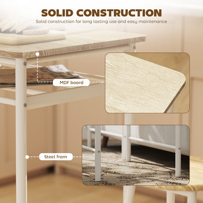 HOMCOM Bar Table Set, Bar Table and Stools Set, Footrest and Storage Shelf, for Kitchen, Dining Room, Pub, Cafe, White and Oak--ChewyGames-ChewyGames