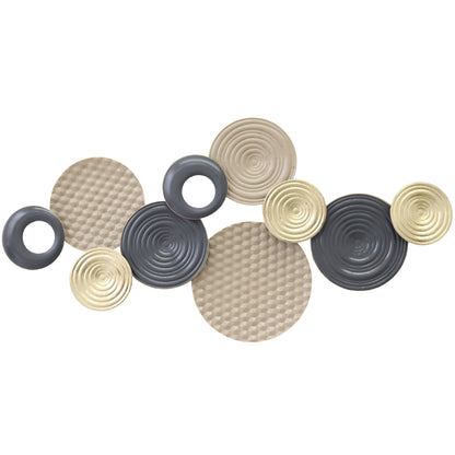 HOMCOM Metal Wall Art, Modern Hanging Wall Decor with Multi-Disc Design for Living Room Bedroom Dining Room