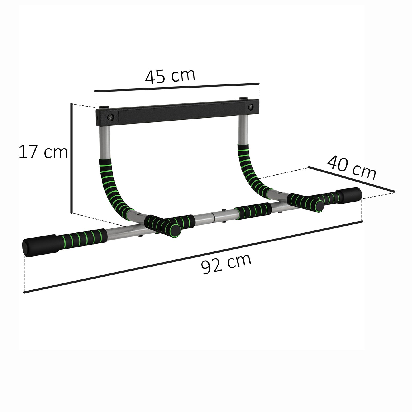 HOMCOM Doorway Pull up Bar, Door Frame Chin up Push up Bar for Home Gym Upper Body Workout, No Drilling or Screws, Green