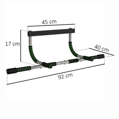HOMCOM Doorway Pull up Bar, Door Frame Chin up Push up Bar for Home Gym Upper Body Workout, No Drilling or Screws, Green