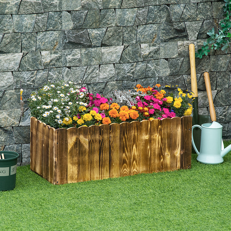 Outsunny 70L Raised Garden Bed, Wooden Rectangle Planter Box, Outdoor Herb Vegetable Flower Pot (80L x 33W x 30H cm)--ChewyGames-ChewyGames