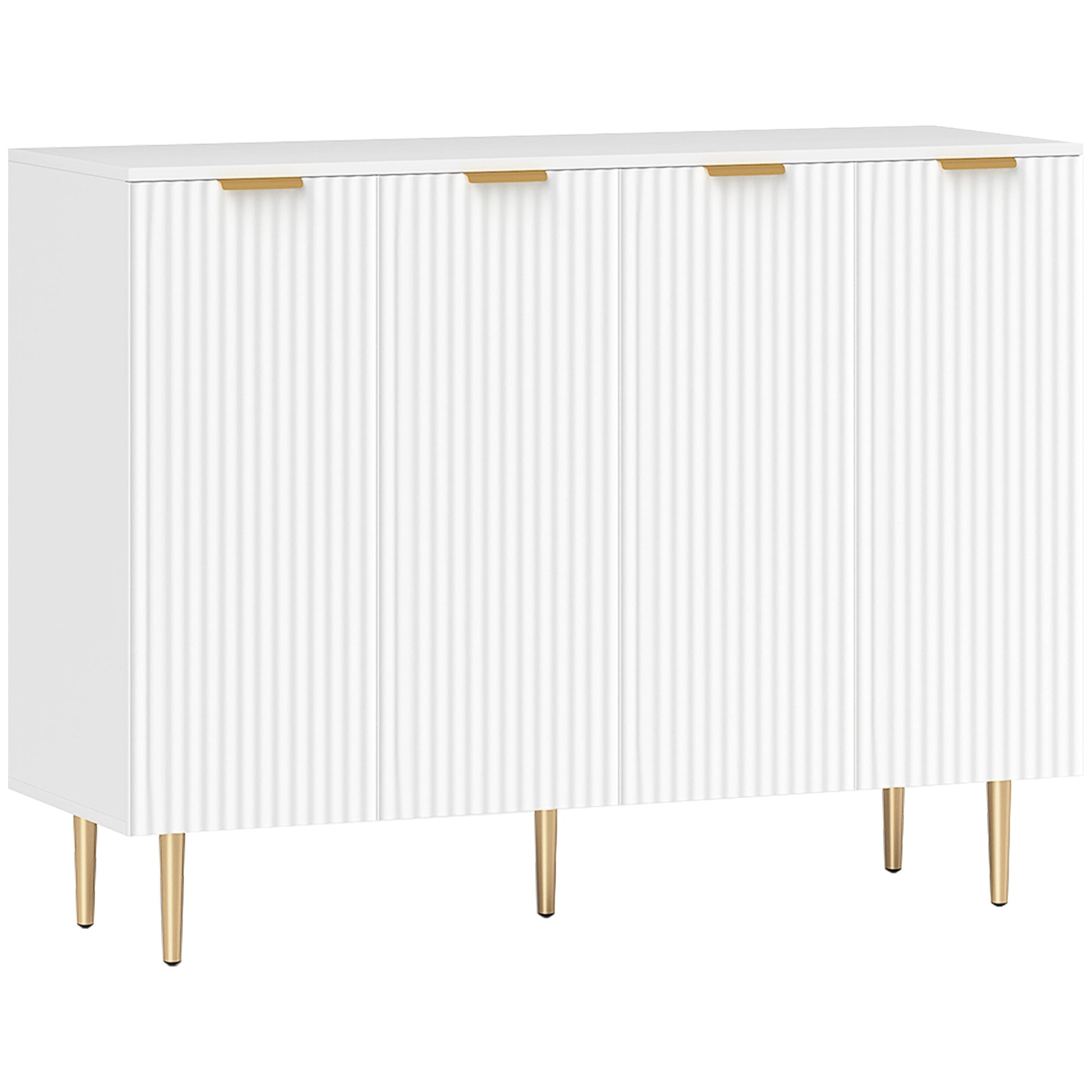 HOMCOM Sideboard Buffet Cabinet, Modern Kitchen Storage Cabinet with 4 Doors and Adjustable Shelves, White--ChewyGames-ChewyGames