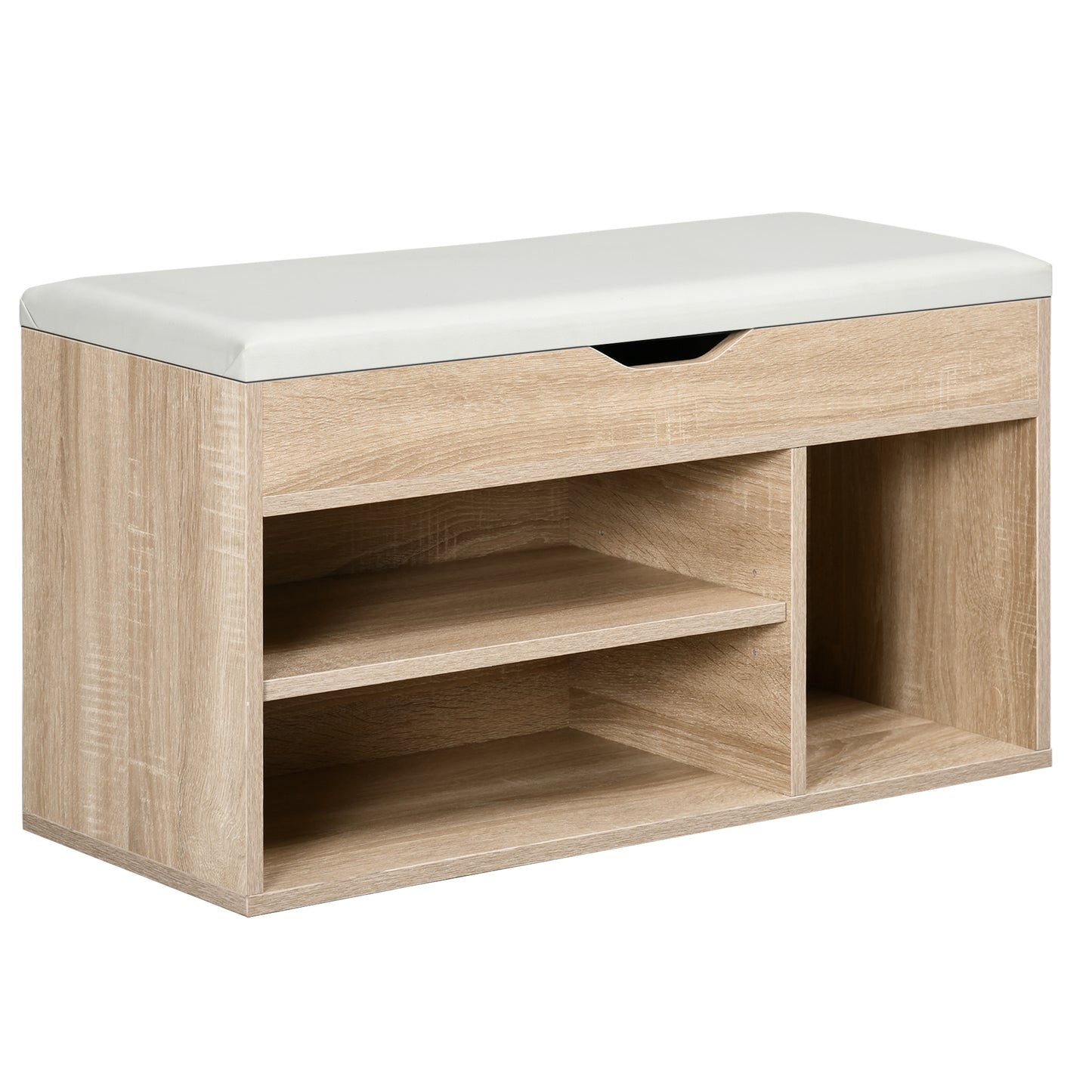 HOMCOM Shoes Cabinet Bench Hidden Storage Padded Seat Organiser Footwear Rack Hallway Oak Tone--ChewyGames-ChewyGames