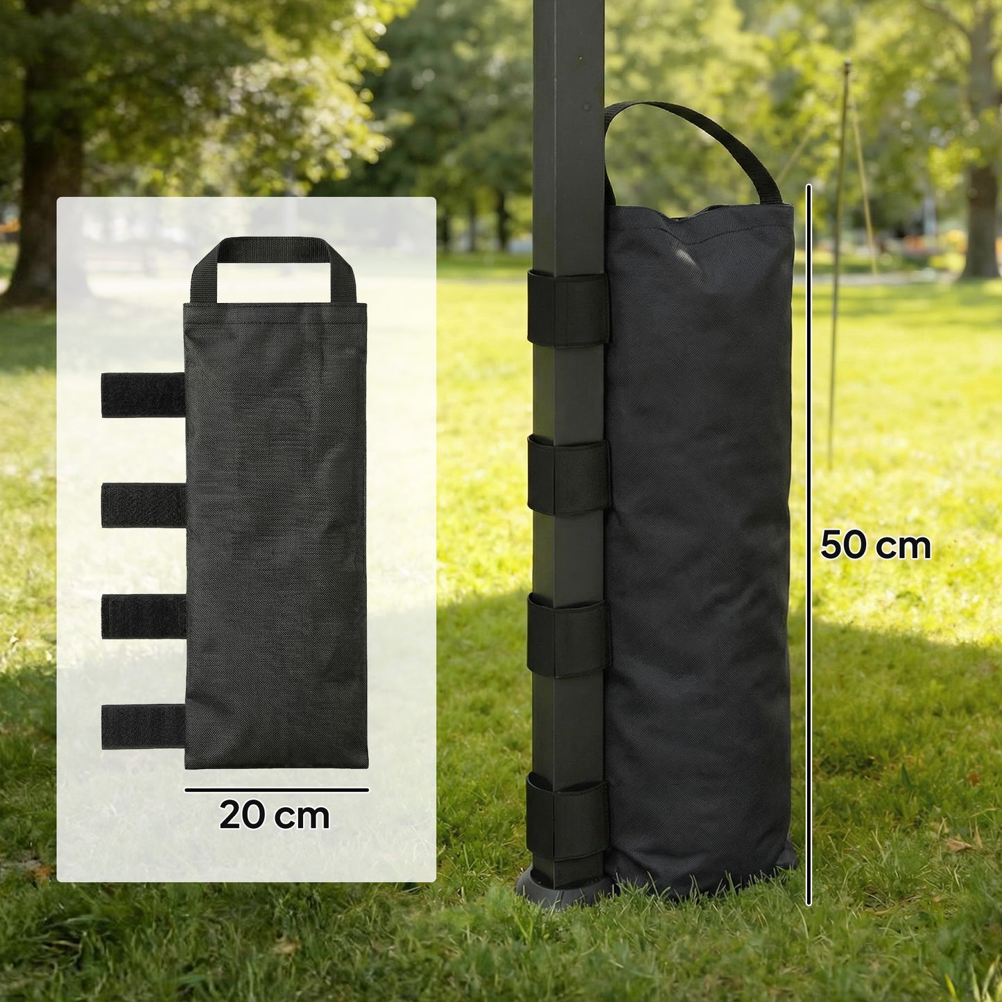 Outsunny 8 Pack Gazebo Sand Weights Bags, 40 kg 600D Heavy Duty Sand Bags Sandbags for Canopy Tent Legs, Without Sand, Black