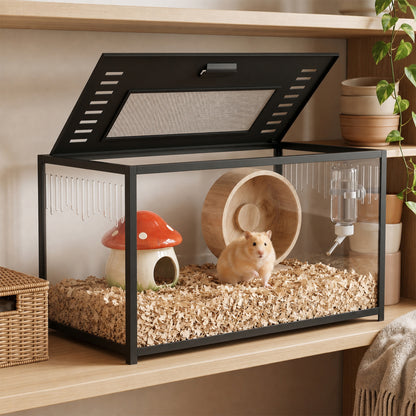 PawHut Hamster Cage, Chewproof Metal Rat Cage with Deep Base, Openable Top for Syrian Dwarf Hamster, Gerbil, 80 x 45 x 50.5 cm