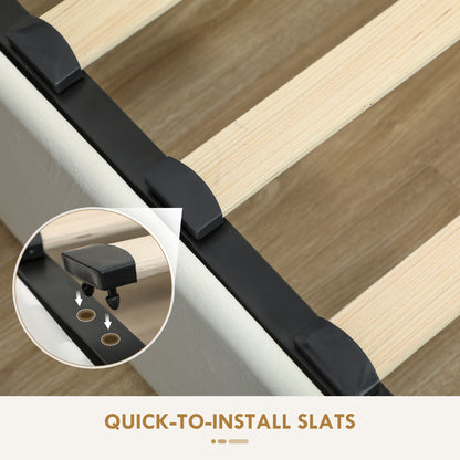 HOMCOM King Size Ottoman Bed Frame, with Front Drawer Cream