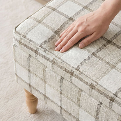 HOMCOM Linen Fabric Upholstered Footstool, Rectangular Storage Stool with Removable Top, Padded Seat and Hidden Space, Brown