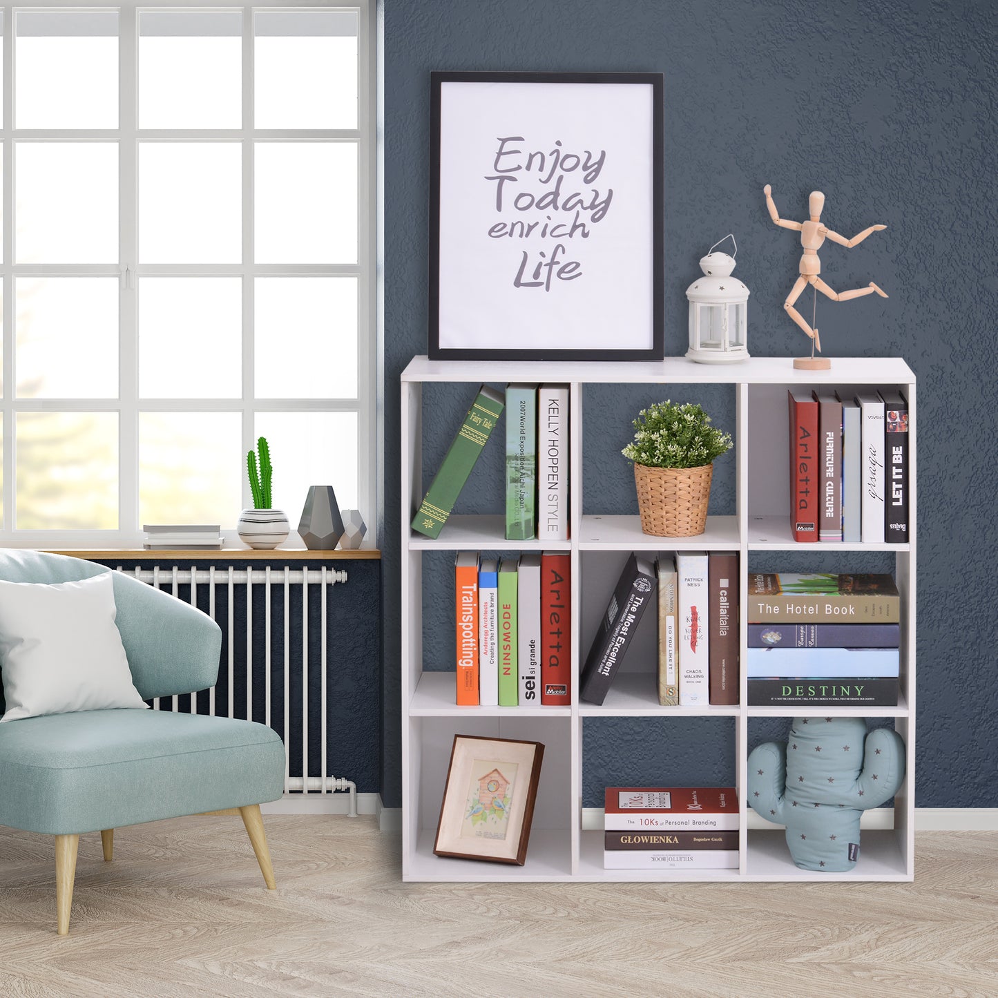 HOMCOM Nine-Cube Storage Shelf - White