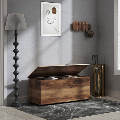 Storage Chest With Lid, 113L Storage Box Brown