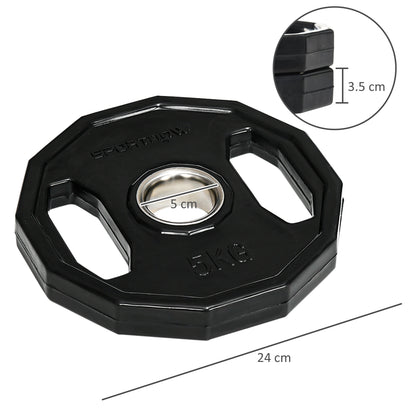 SPORTNOW Olympic Weight Plates Set, Metal and Rubber Bumper Plates Weights Discs with 2"/5cm Holes, for Home Gym Weight Lifting Strength Training, 2 x 5kg, Black