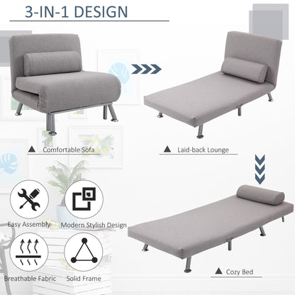 HOMCOM Adjustable Back Futon Sofa Chair - Grey--ChewyGames-ChewyGames