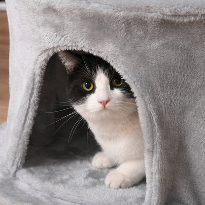PawHut Cat Tree for Indoor Cats Kitten Tower Multi-level Activity Centre Pet Furniture with Scratching Post Condo Hanging Ropes Plush Perches Grey