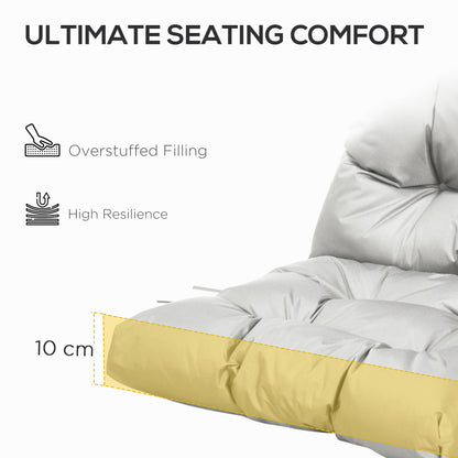 Outsunny Garden Back Chair Cushion, Comfortable Patio Seat Cushion Pad with Backrest for Outdoor & Indoor Use, Light Grey