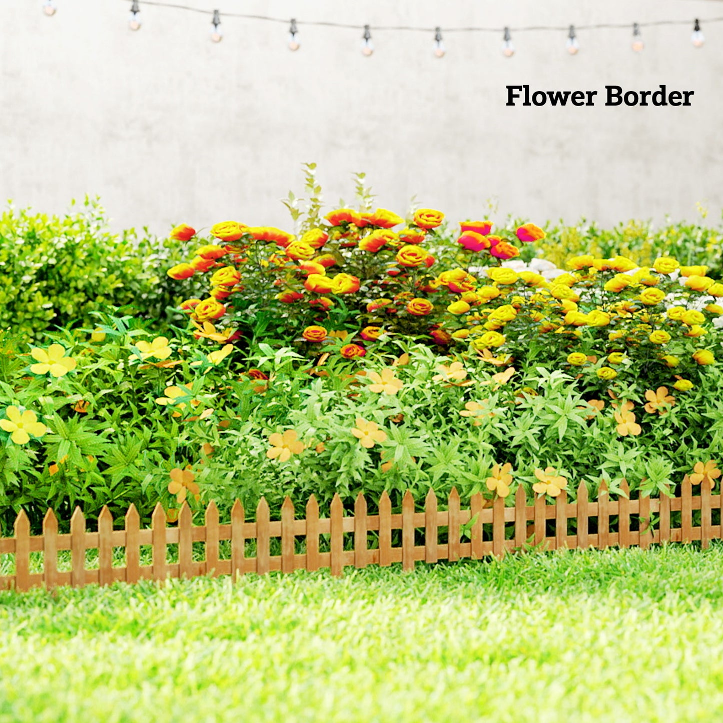 Outsunny Pack of 12 Wooden Border Fences, Garden Fixed Picket Fence for Lawn Edging, Flowerbed, 60L x 1D x 34H cm, Brown