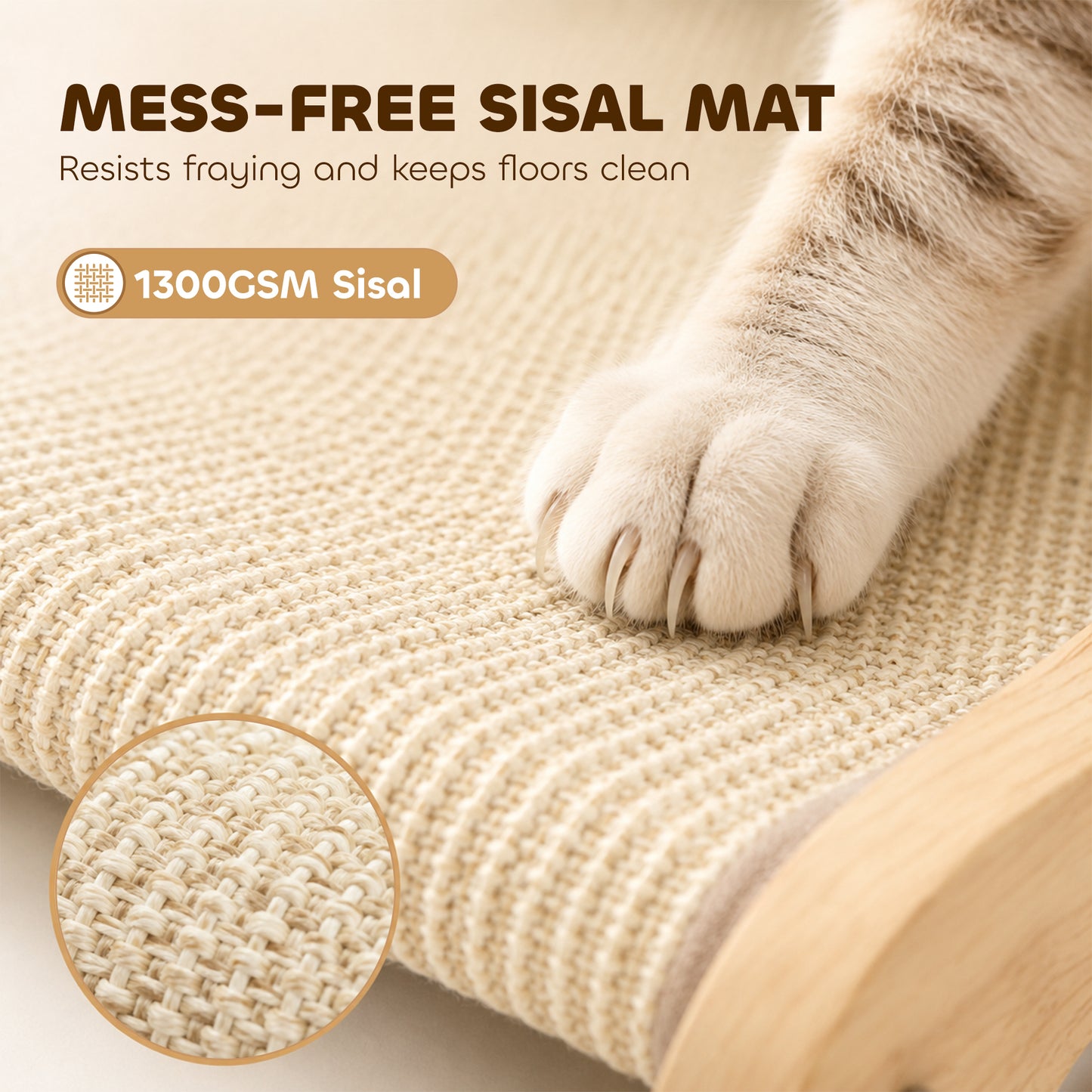 PawHut 2 in 1 Sisal Cat Scratcher Bed Cat Scratching Board and Lounger 60 x 35 x 13 cm Cream White