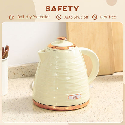HOMCOM 3kW Rapid Boil Honeycomb Kettle - Cream White