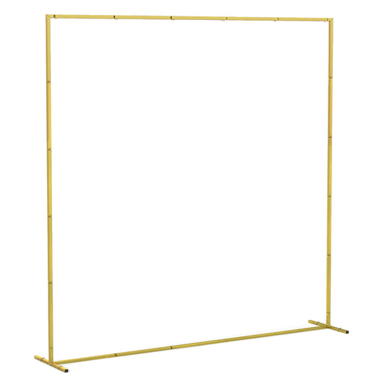 Outsunny Wedding Arch Backdrop Stand, Square Metal Arch Frame with U-shaped Stakes, Gold Wedding Arch, 6.6 FT