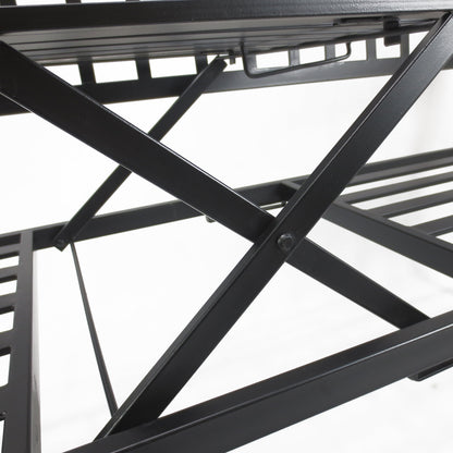 Outsunny Metal Bench W/Table,  150Lx53Wx95H cm