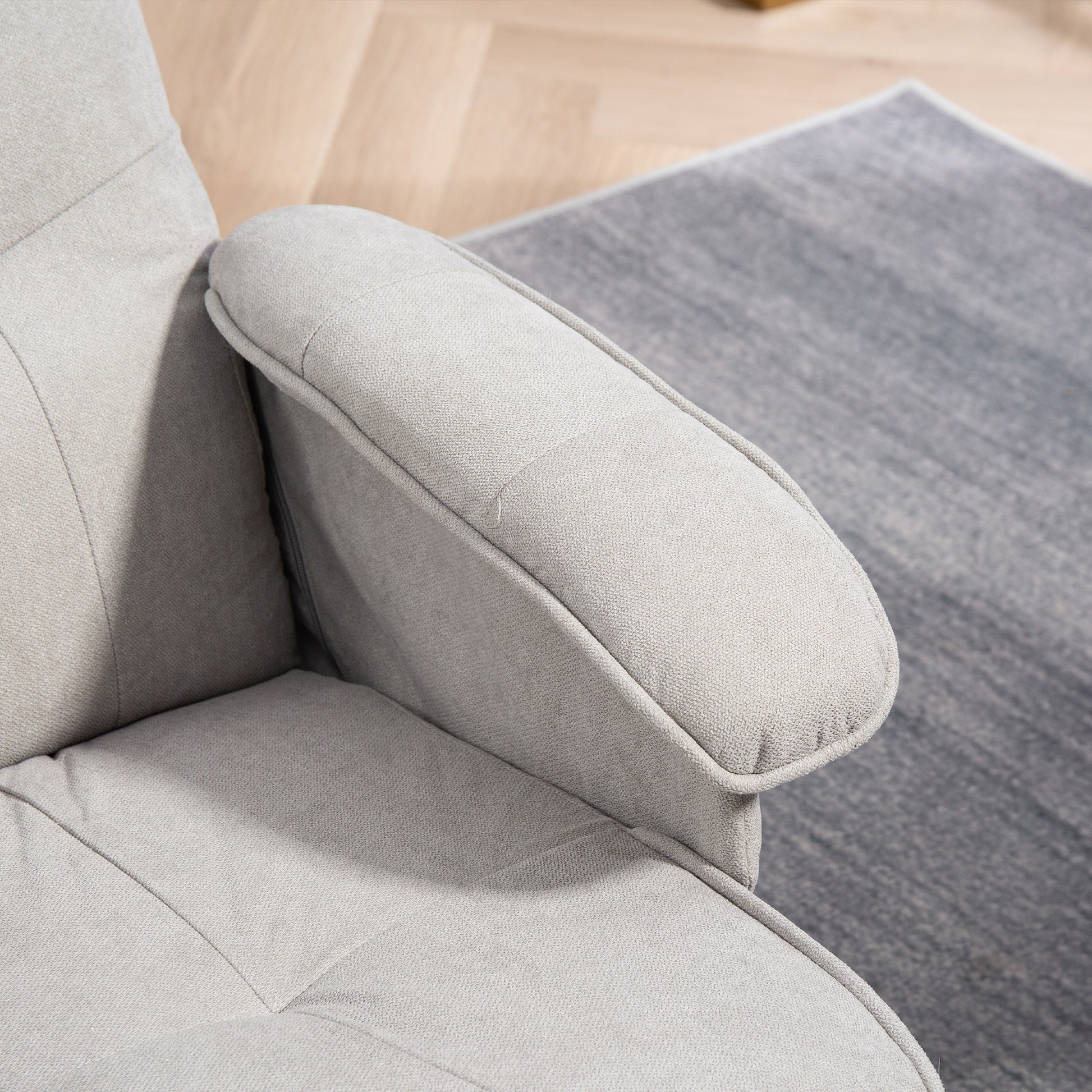 HOMCOM Linen Swivel Recliner Chair with Footstool, Upholstered Reclining Armchair with Wooden Base for Living Room, Light Grey--ChewyGames-ChewyGames