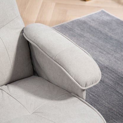 HOMCOM Linen Swivel Recliner Chair with Footstool, Upholstered Reclining Armchair with Wooden Base for Living Room, Light Grey--ChewyGames-ChewyGames