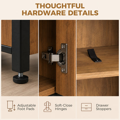 HOMCOM Freestanding Bathroom Cabinet, Tall Bathroom Storage Cabinet with Drawers and Shelves, Linen Storage, Brown