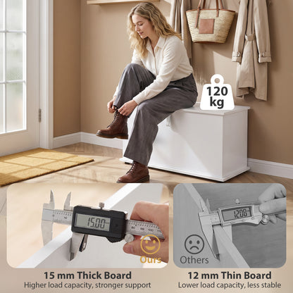 HOMCOM Storage Chest, 102L Blanket Box, Shoe Bench with Safety Hinged Lid, Bed End Bench for Bedroom, 80 x 40 x 45cm, White