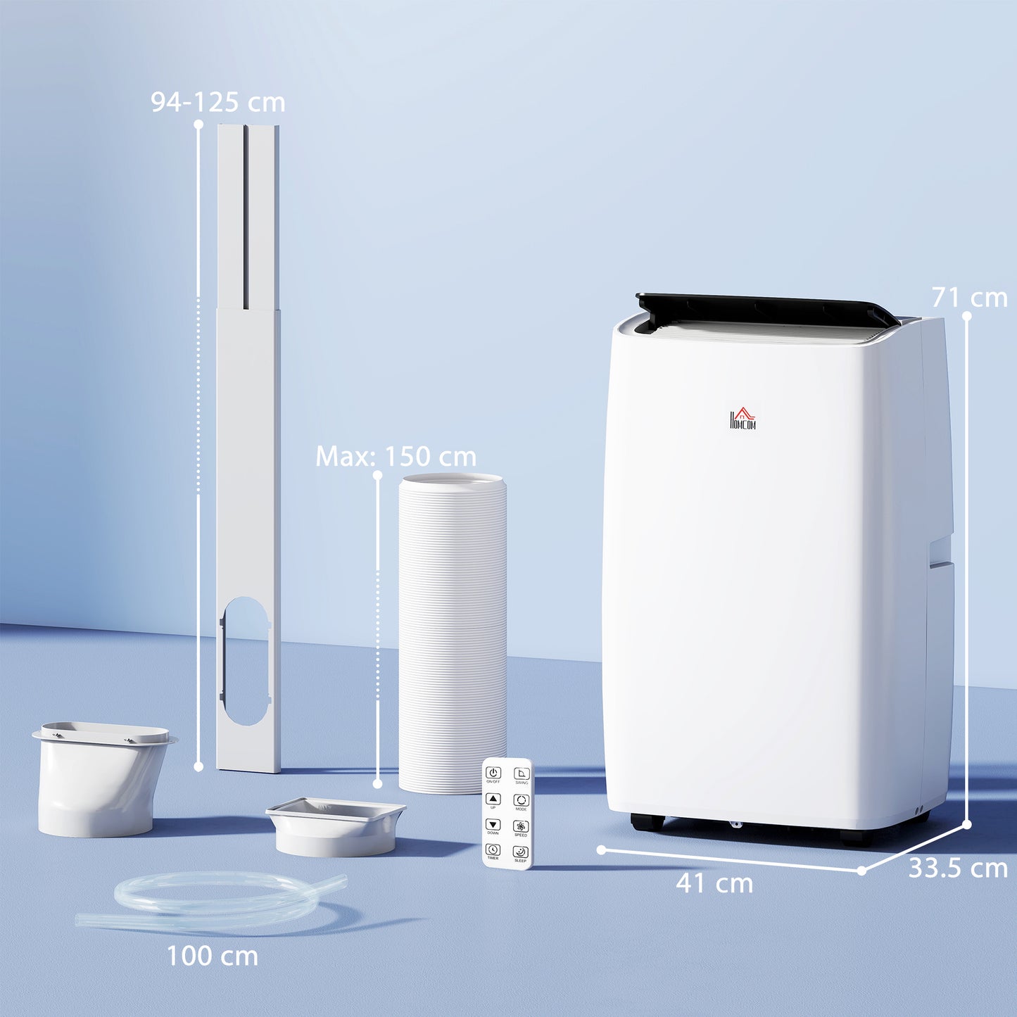 HOMCOM Portable Air Conditioner 14000 BTU, 4-in-1 Air Conditioning Unit, Dehumidifier, Cooling, Fan, Sleep Mode with 2 Speeds, Remote, LED Display, 24H Timer, Window Kit, Child Lock, 40m², Cream