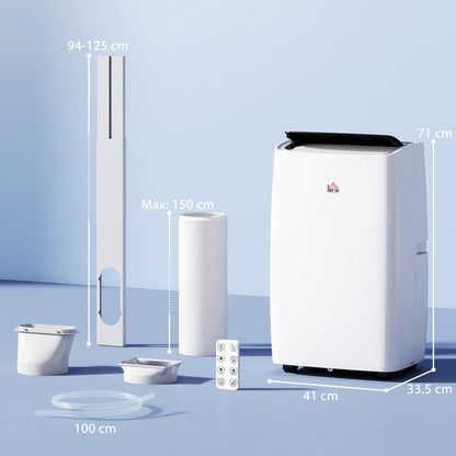 HOMCOM Portable Air Conditioner 14000 BTU, 4-in-1 Air Conditioning Unit, Dehumidifier, Cooling, Fan, Sleep Mode with 2 Speeds, Remote, LED Display, 24H Timer, Window Kit, Child Lock, 40m², Cream