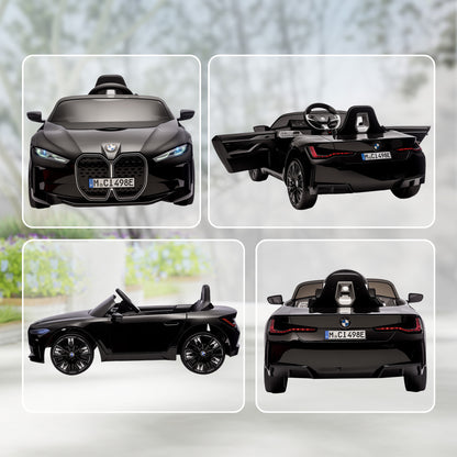 HOMCOM BMW i4 Licensed 12V Kids Electric Ride-On Car, with Remote Control, Portable Battery, Music, Horn, Headlights - Black