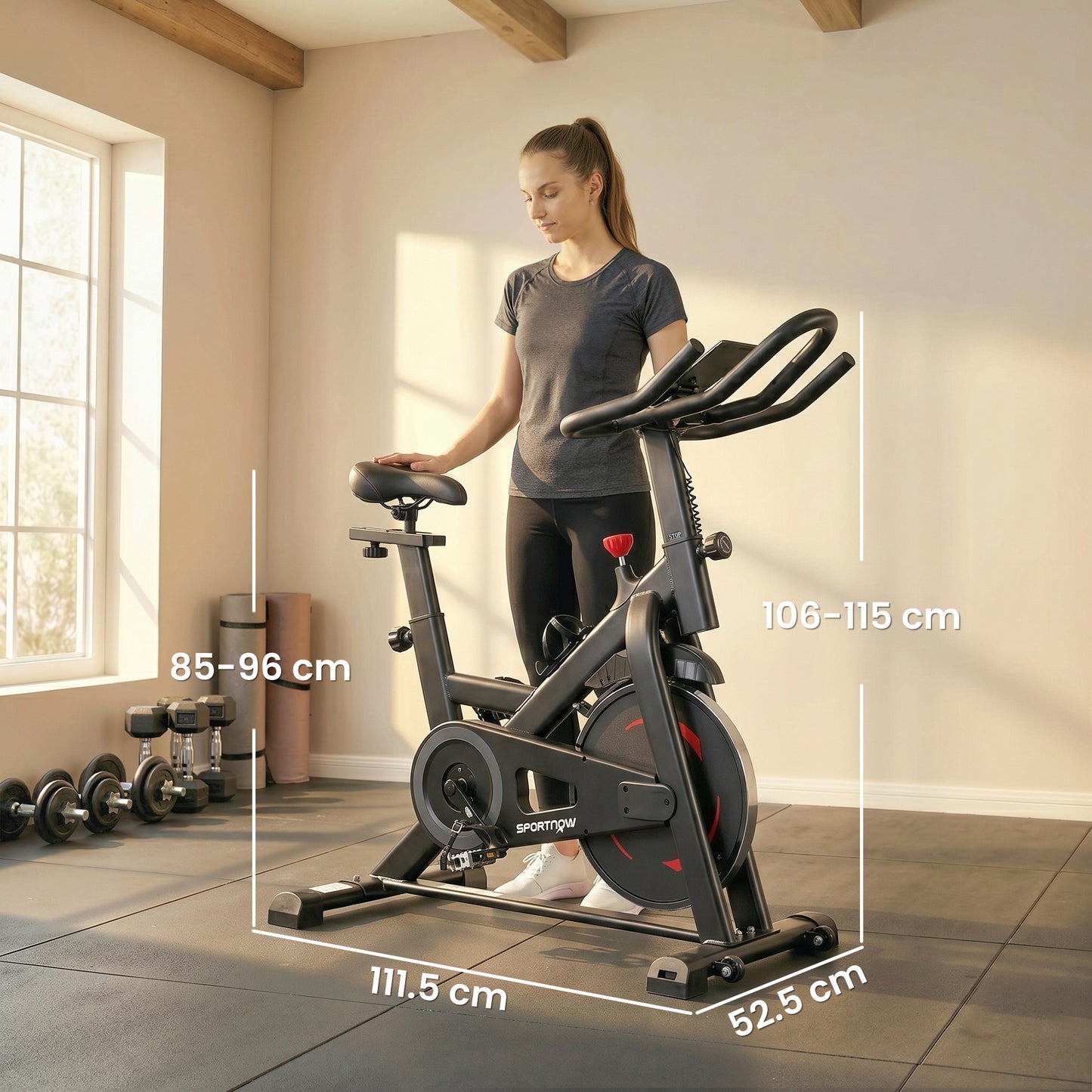 SPORTNOW Exercise Bike, Indoor Stationary Bike with Smart APP, 0-100% Magnetic Resistance, Adjustable Seat & Handlebars