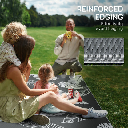 Outsunny Plastic Straw Reversible RV Outdoor Rug with Carry Bag, 182 x 274cm, Grey and White--ChewyGames-ChewyGames
