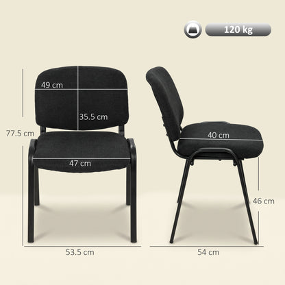 HOMCOM Meeting Chair, Stackable Ergonomic Office Chair with Padded Seat, Curved Backrest for Conference Room, Black
