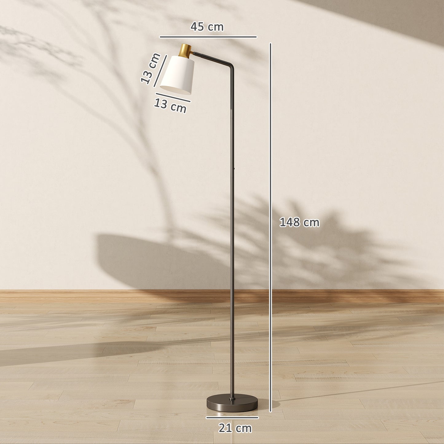 HOMCOM Floor Lamp with 350° Rotatable Head, Modern Standing Lamp with 3000K/4000K/6500K Colour Temperatures for Living Room Bedroom Office, Black