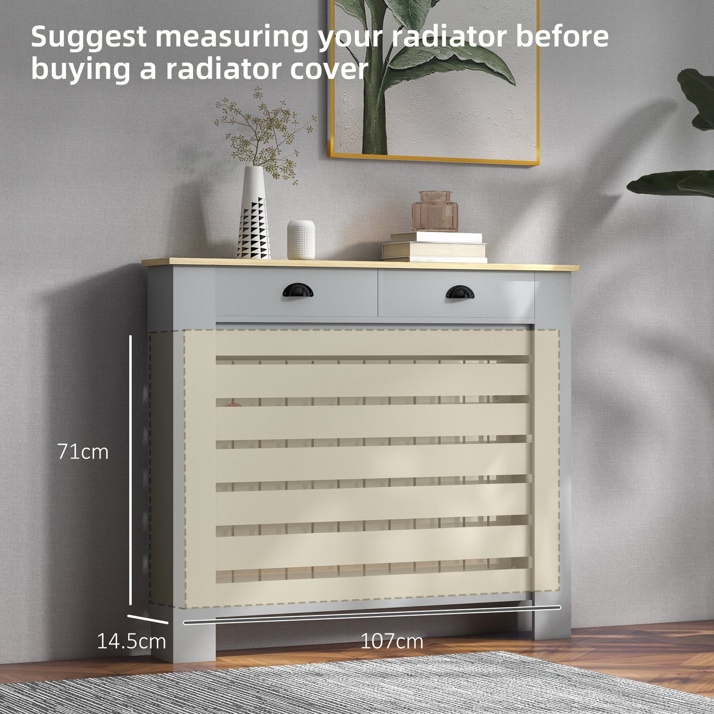 HOMCOM 95.5H x 111Wcm Radiator Cover, with Drawer - Grey--ChewyGames-ChewyGames
