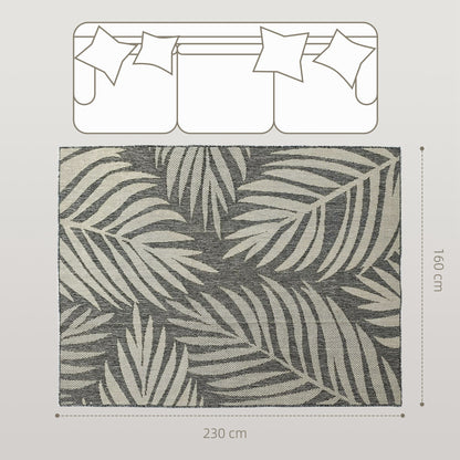 HOMCOM UV Resistant Indoor & Outdoor Area Rug, Easy-Cleaning Machine Washable Rug for Patio, Garden, Kitchen, Bathroom or Living Room, 230 x 160 cm, Grey