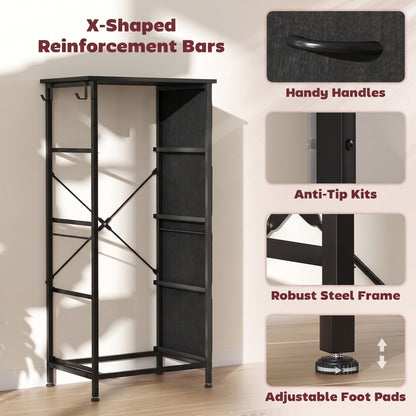 HOMCOM Chest of Drawers, Dresser with 4 Fabric Drawers, Tall Storage Unit with 4 Pockets and 2 Hooks, Steel Frame, Black