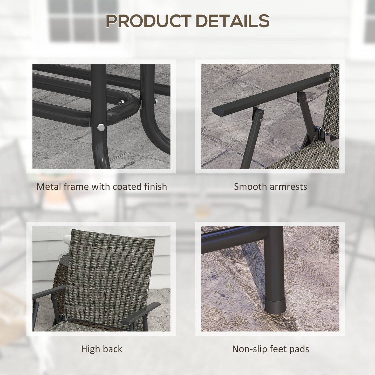 Outsunny Four-Piece Metal Garden Sofa Set - Mixed Brown
