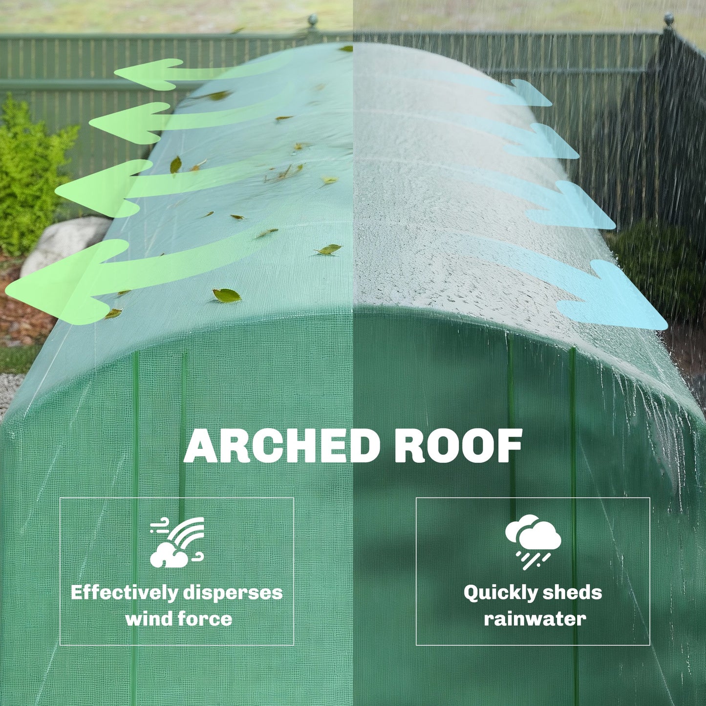 Outsunny 19 x 9.8ft Walk-In Polytunnel Greenhouse - Green