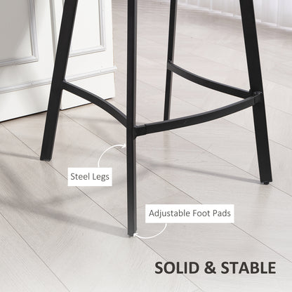 HOMCOM Bar Stools Set of 2, PU Leather Dining Stools with Backrest, Footrest, for Kitchen, Counter, Breakfast Bar, Grey