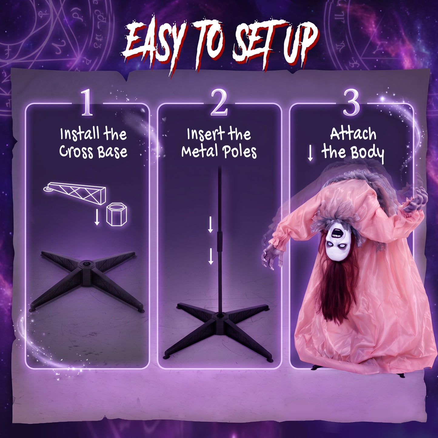 HOMCOM Animated Halloween Ghost, Halloween Animatronics with Creepy Screams, Glowing Eyes, Sound/Touch Activated