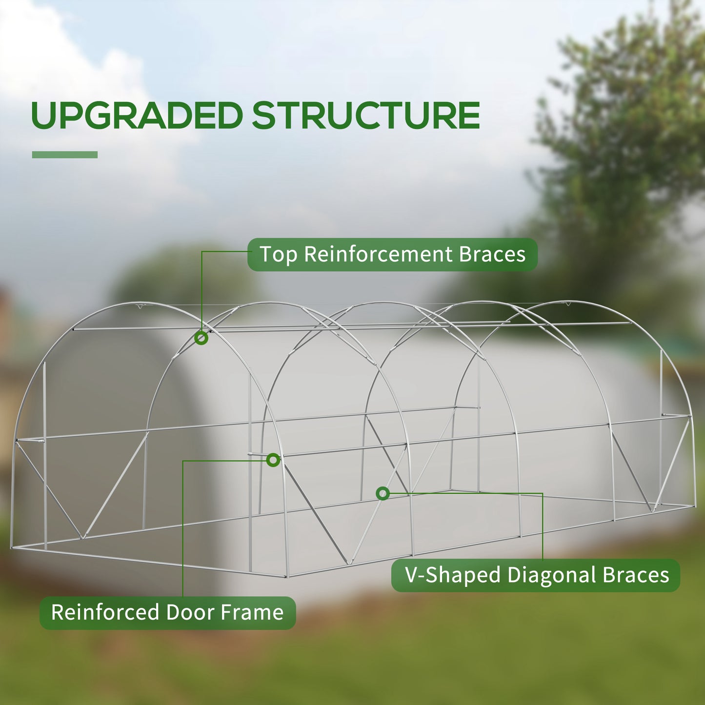 Outsunny 6x3m Polytunnel Greenhouse for Seedlings & Plants Upgraded Structure Mesh Door Windows, White