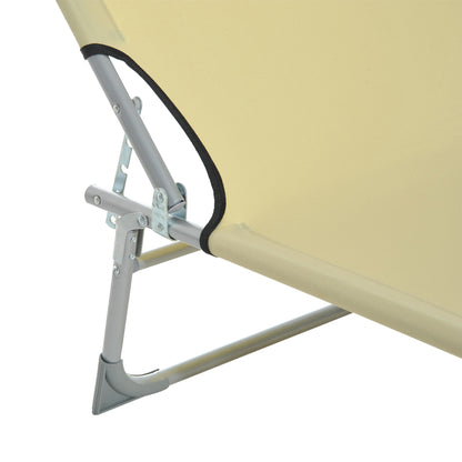 Outsunny Reclining Sun Lounger Chair Folding Camping Bed with 4-Position Adjustable Backrest, for Travel Indoor Outdoor Office Fishing, Beige--ChewyGames-ChewyGames