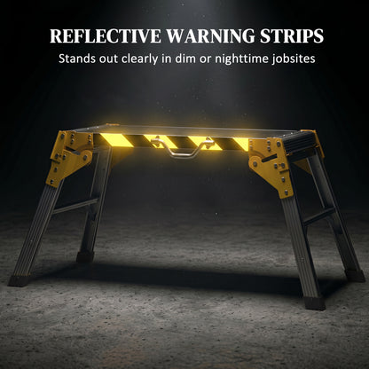 HOMCOM Work Bench, Foldable Aluminium Alloy Tool Stand with Handle, Non Slip, 150 kg, 110 x 32 x 50 cm