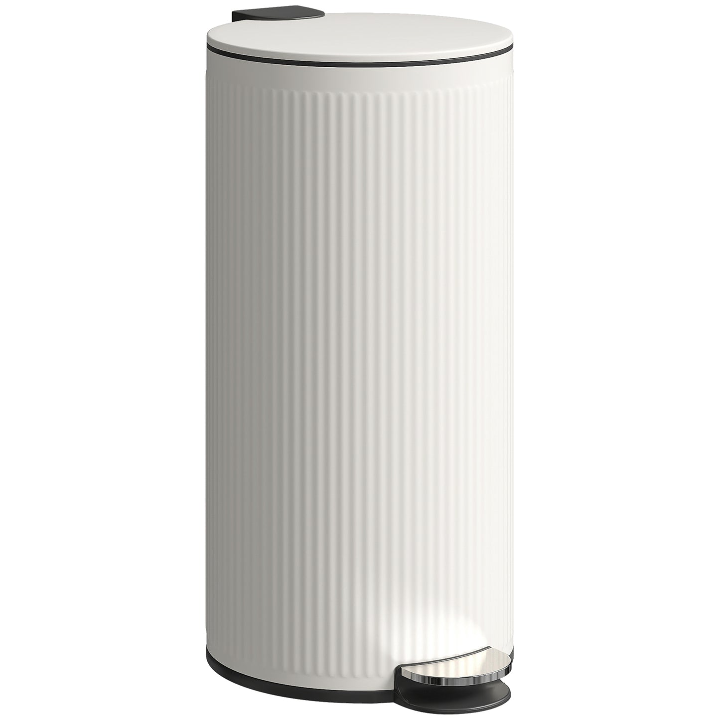 HOMCOM Kitchen Bin, 30 Litre Pedal Rubbish Bin with Removable Bucket, Cream--ChewyGames-ChewyGames