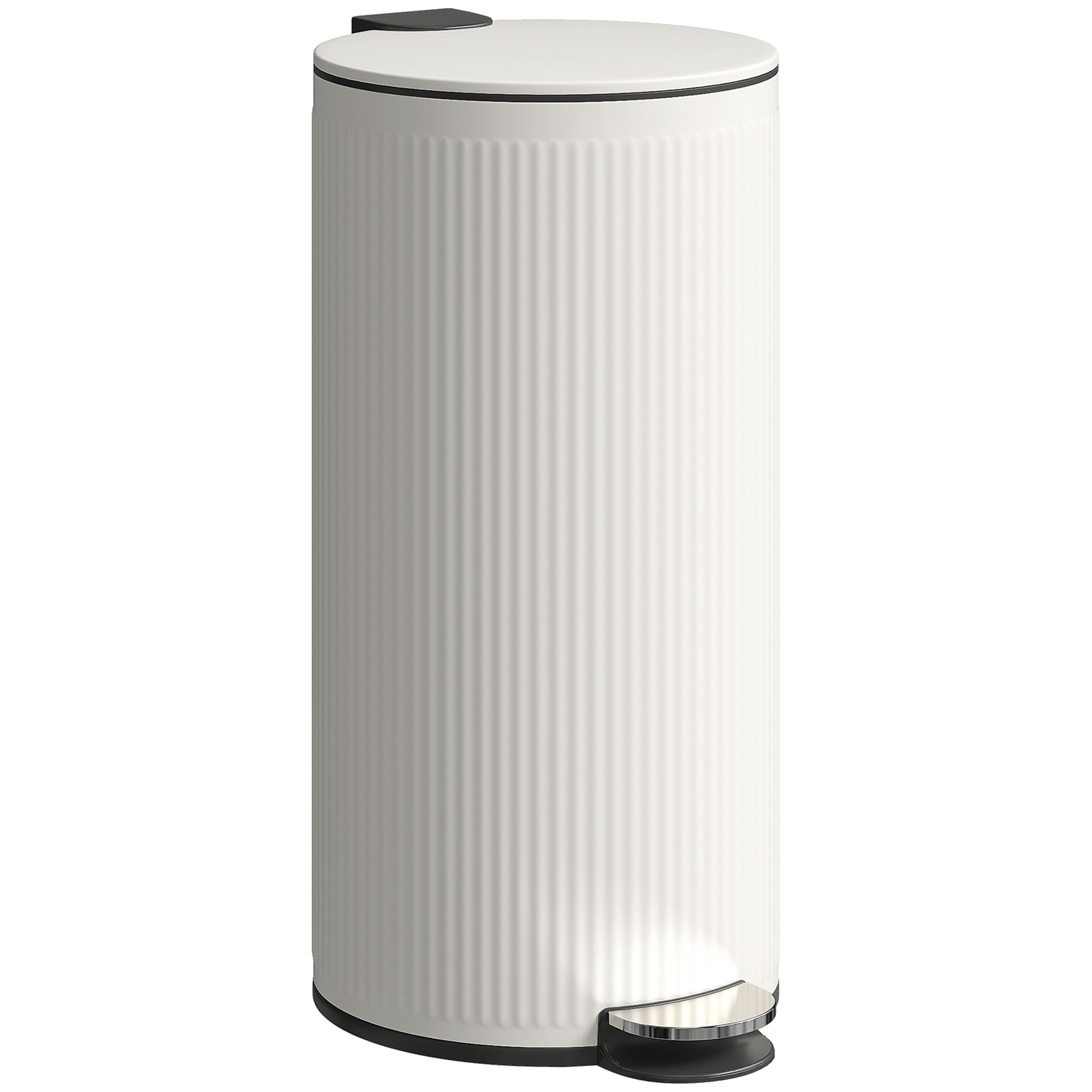 HOMCOM Kitchen Bin, 30 Litre Pedal Rubbish Bin with Removable Bucket, Cream--ChewyGames-ChewyGames