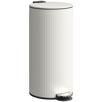 HOMCOM Kitchen Bin, 30 Litre Pedal Rubbish Bin with Removable Bucket, Cream--ChewyGames-ChewyGames