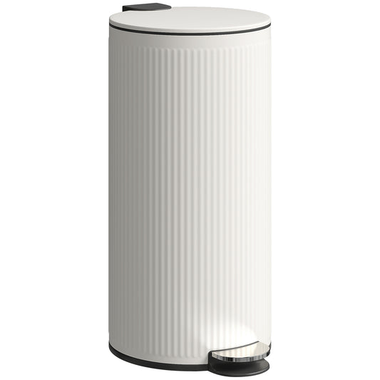 HOMCOM Kitchen Bin, 30 Litre Pedal Rubbish Bin with Removable Bucket, Cream--ChewyGames-ChewyGames