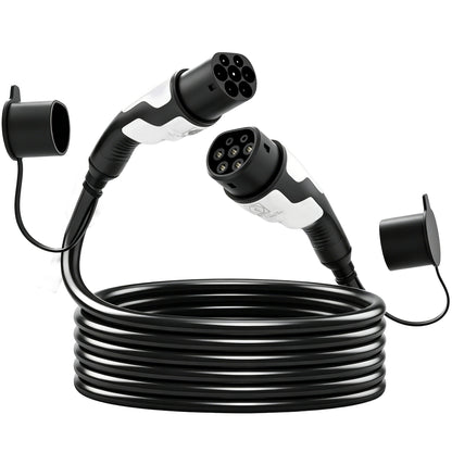 HOMCOM Type 2 EV Charging Cable, 22kW, 32A, Mode 3, 3-Phase, 10m Type 2 to Type 2 EV Extension Cable for EVs, PHEVs